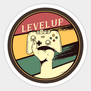 Gaming Level Up Nerds Vintage Retro Style Design Sticker